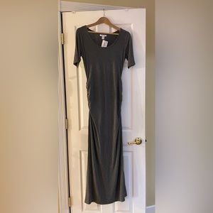 Long grey casual maternity dress